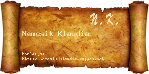 Nemcsik Klaudia névjegykártya